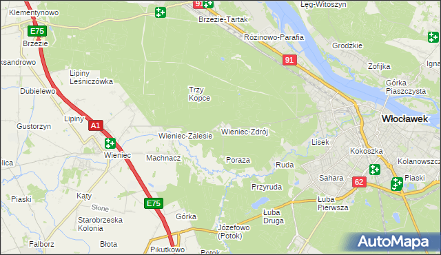 mapa Wieniec-Zdrój, Wieniec-Zdrój na mapie Targeo