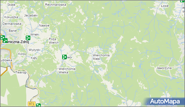 mapa Wierchomla Mała, Wierchomla Mała na mapie Targeo