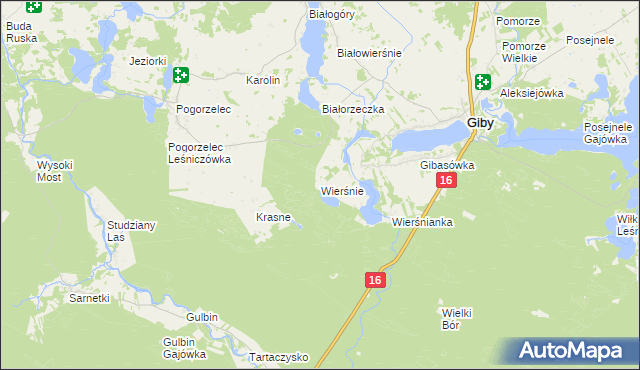 mapa Wierśnie, Wierśnie na mapie Targeo