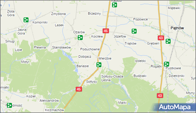 mapa Wierzbie gmina Praszka, Wierzbie gmina Praszka na mapie Targeo