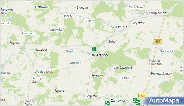 mapa Wierzbno powiat węgrowski, Wierzbno powiat węgrowski na mapie Targeo