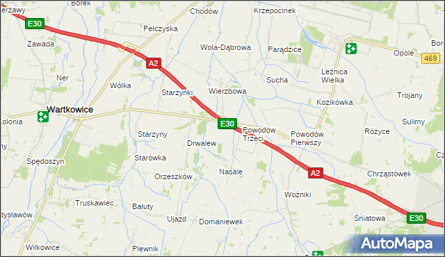 mapa Wierzbówka gmina Wartkowice, Wierzbówka gmina Wartkowice na mapie Targeo