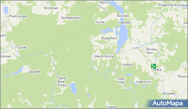 mapa Wierzchocina, Wierzchocina na mapie Targeo