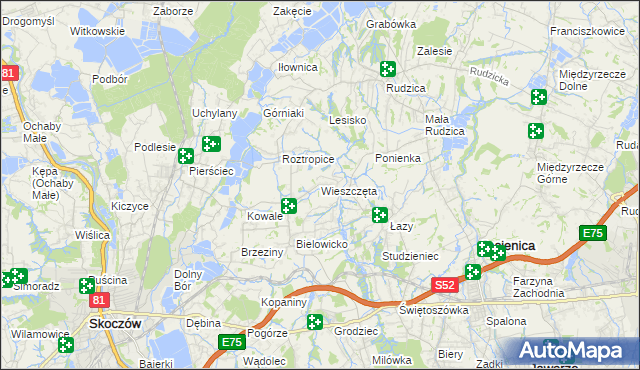 mapa Wieszczęta, Wieszczęta na mapie Targeo