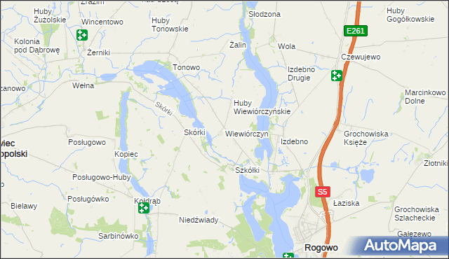 mapa Wiewiórczyn gmina Rogowo, Wiewiórczyn gmina Rogowo na mapie Targeo