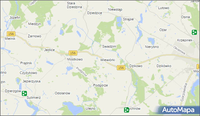 mapa Wiewiórki gmina Barlinek, Wiewiórki gmina Barlinek na mapie Targeo