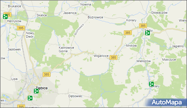 mapa Wigańcice, Wigańcice na mapie Targeo