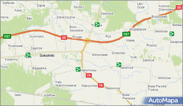 mapa Wiktorówek, Wiktorówek na mapie Targeo