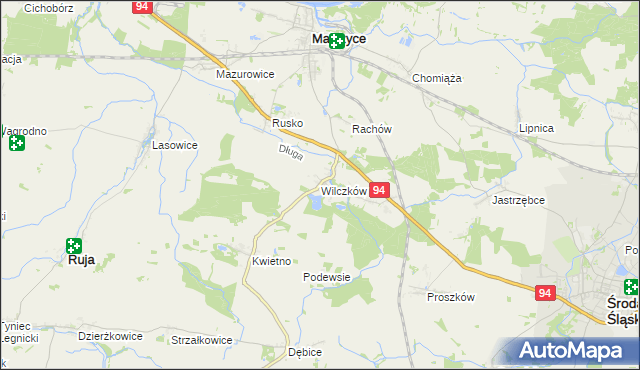 mapa Wilczków gmina Malczyce, Wilczków gmina Malczyce na mapie Targeo