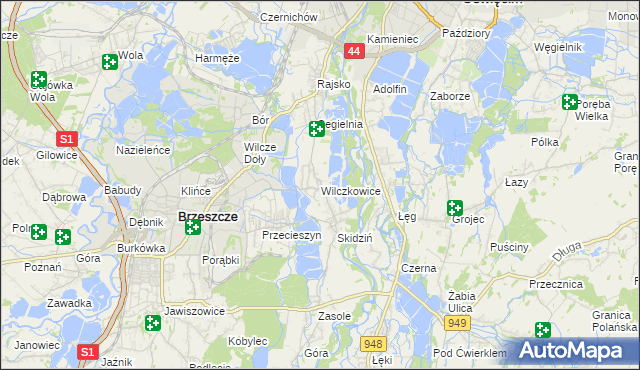 mapa Wilczkowice gmina Brzeszcze, Wilczkowice gmina Brzeszcze na mapie Targeo