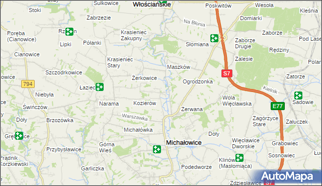 mapa Wilczkowice gmina Michałowice, Wilczkowice gmina Michałowice na mapie Targeo
