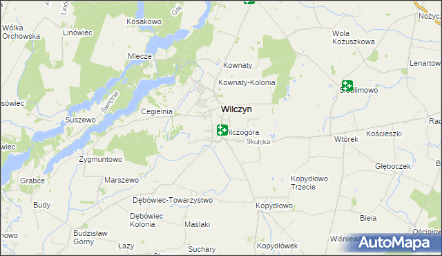 mapa Wilczogóra gmina Wilczyn, Wilczogóra gmina Wilczyn na mapie Targeo