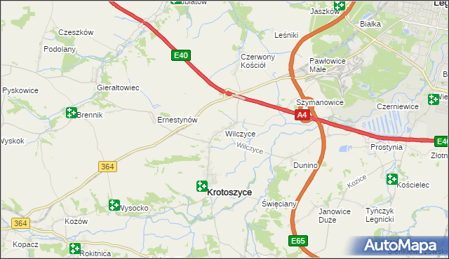 mapa Wilczyce gmina Krotoszyce, Wilczyce gmina Krotoszyce na mapie Targeo