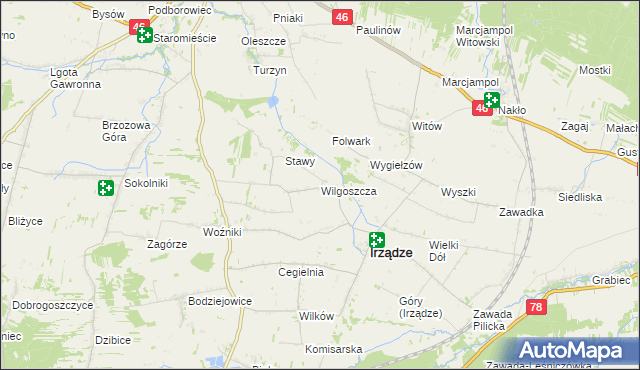 mapa Wilgoszcza, Wilgoszcza na mapie Targeo