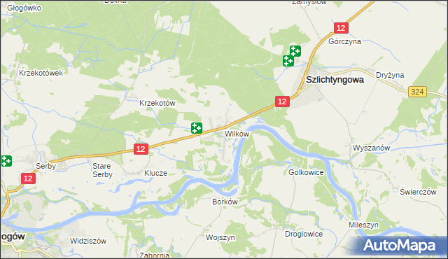 mapa Wilków gmina Głogów, Wilków gmina Głogów na mapie Targeo