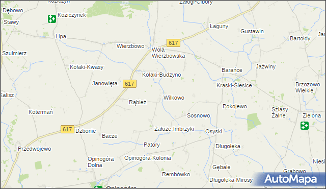 mapa Wilkowo gmina Opinogóra Górna, Wilkowo gmina Opinogóra Górna na mapie Targeo