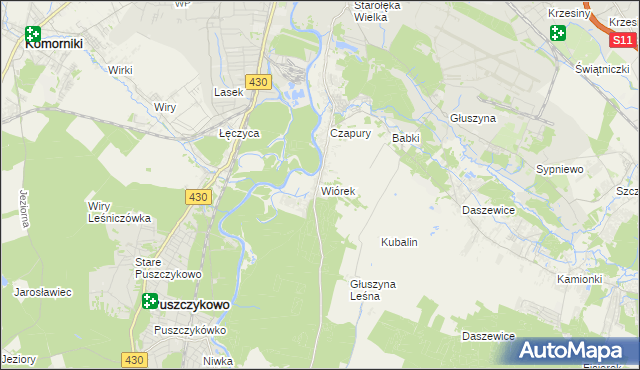 mapa Wiórek, Wiórek na mapie Targeo