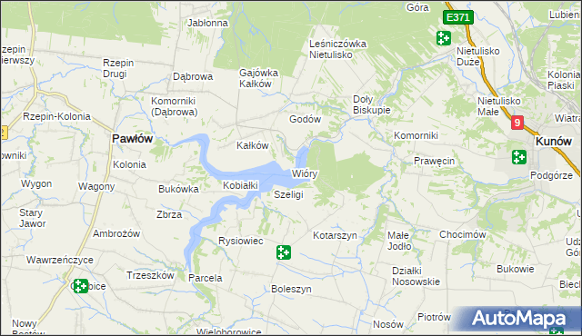 mapa Wióry, Wióry na mapie Targeo