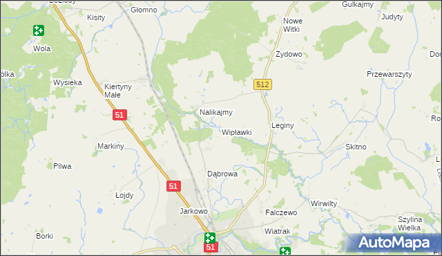 mapa Wipławki, Wipławki na mapie Targeo