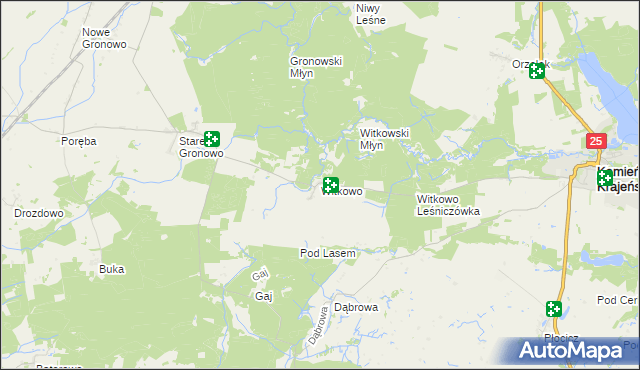 mapa Witkowo gmina Kamień Krajeński, Witkowo gmina Kamień Krajeński na mapie Targeo