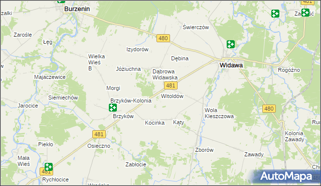 mapa Witoldów gmina Widawa, Witoldów gmina Widawa na mapie Targeo