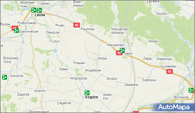 mapa Witów gmina Irządze, Witów gmina Irządze na mapie Targeo