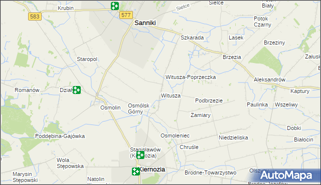 mapa Witusza, Witusza na mapie Targeo