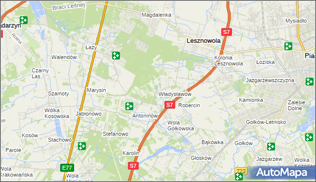 mapa Władysławów gmina Lesznowola, Władysławów gmina Lesznowola na mapie Targeo