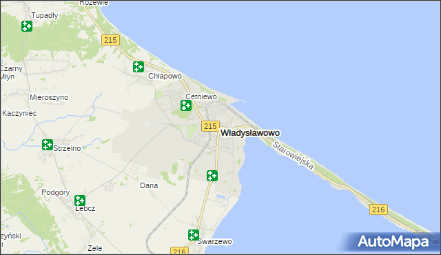 mapa Władysławowo powiat pucki, Władysławowo powiat pucki na mapie Targeo