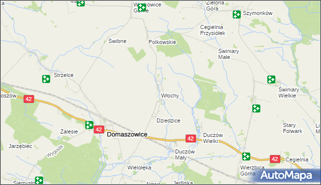 mapa Włochy gmina Domaszowice, Włochy gmina Domaszowice na mapie Targeo