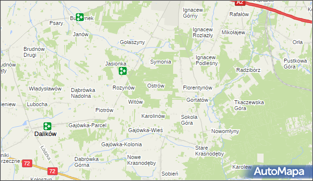 mapa Włodzimierzów gmina Dalików, Włodzimierzów gmina Dalików na mapie Targeo