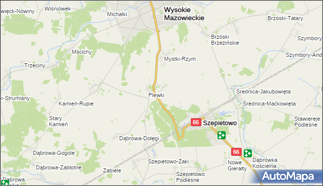 mapa Włosty-Olszanka, Włosty-Olszanka na mapie Targeo