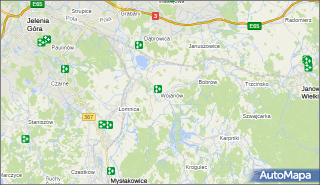 mapa Wojanów, Wojanów na mapie Targeo