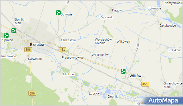 mapa Wojciechów gmina Wilków, Wojciechów gmina Wilków na mapie Targeo