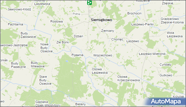 mapa Wojciechowo gmina Siemiątkowo, Wojciechowo gmina Siemiątkowo na mapie Targeo