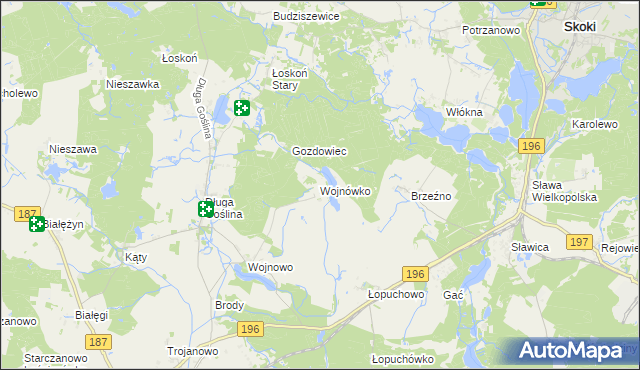 mapa Wojnówko gmina Murowana Goślina, Wojnówko gmina Murowana Goślina na mapie Targeo