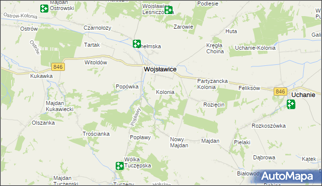 mapa Wojsławice-Kolonia, Wojsławice-Kolonia na mapie Targeo