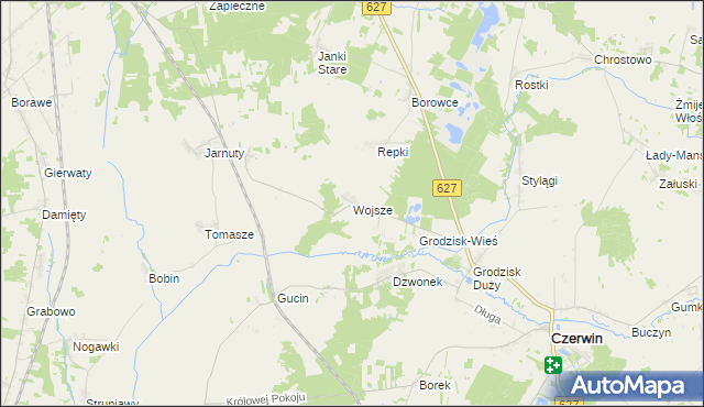 mapa Wojsze, Wojsze na mapie Targeo