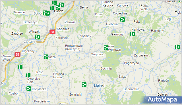 mapa Wójtowa, Wójtowa na mapie Targeo