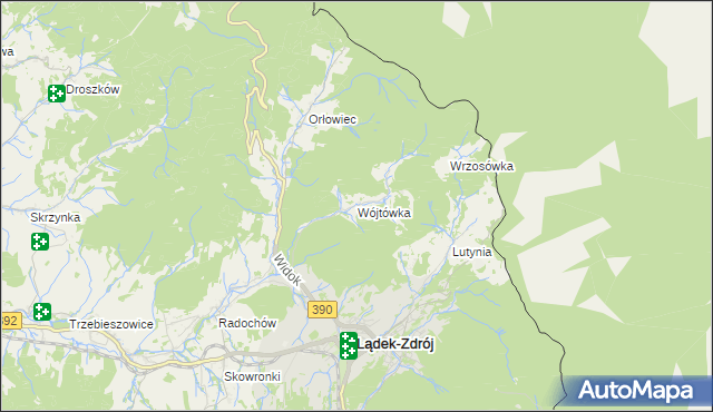 mapa Wójtówka gmina Lądek-Zdrój, Wójtówka gmina Lądek-Zdrój na mapie Targeo