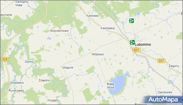 mapa Wójtowo gmina Lubomino, Wójtowo gmina Lubomino na mapie Targeo