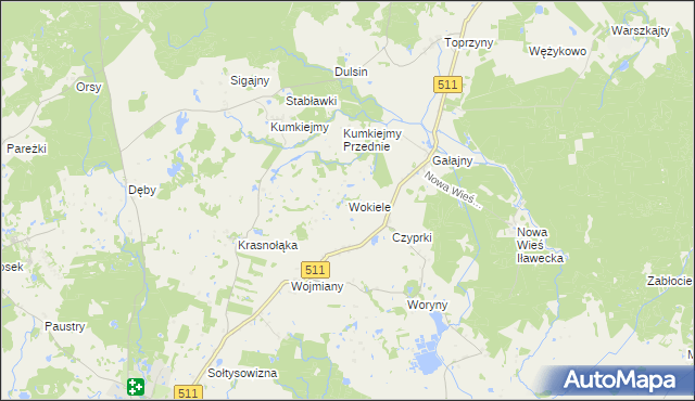 mapa Wokiele, Wokiele na mapie Targeo