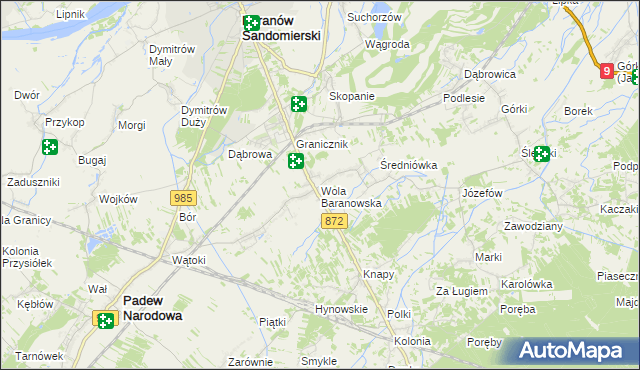 mapa Wola Baranowska, Wola Baranowska na mapie Targeo