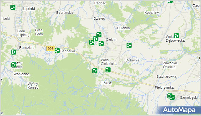 mapa Wola Cieklińska, Wola Cieklińska na mapie Targeo