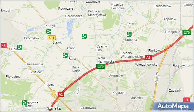 mapa Wola Hankowska, Wola Hankowska na mapie Targeo