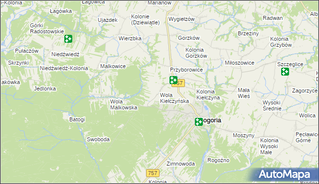 mapa Wola Kiełczyńska, Wola Kiełczyńska na mapie Targeo