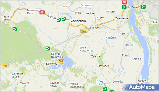 mapa Wola Klasztorna, Wola Klasztorna na mapie Targeo