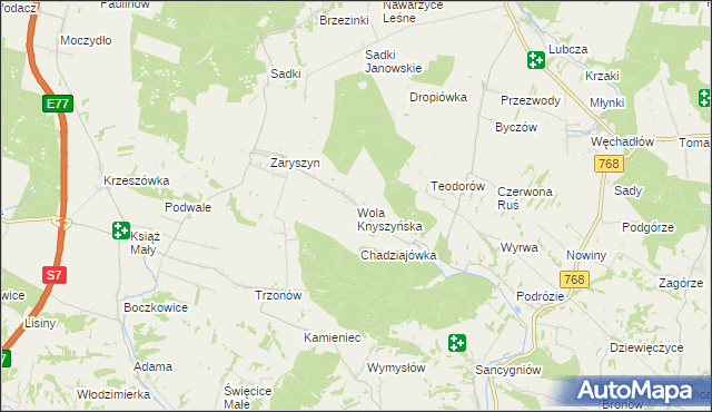 mapa Wola Knyszyńska, Wola Knyszyńska na mapie Targeo