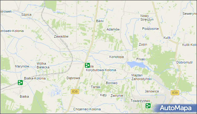 mapa Wola Korybutowa Druga, Wola Korybutowa Druga na mapie Targeo