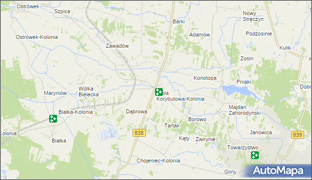 mapa Wola Korybutowa-Kolonia, Wola Korybutowa-Kolonia na mapie Targeo